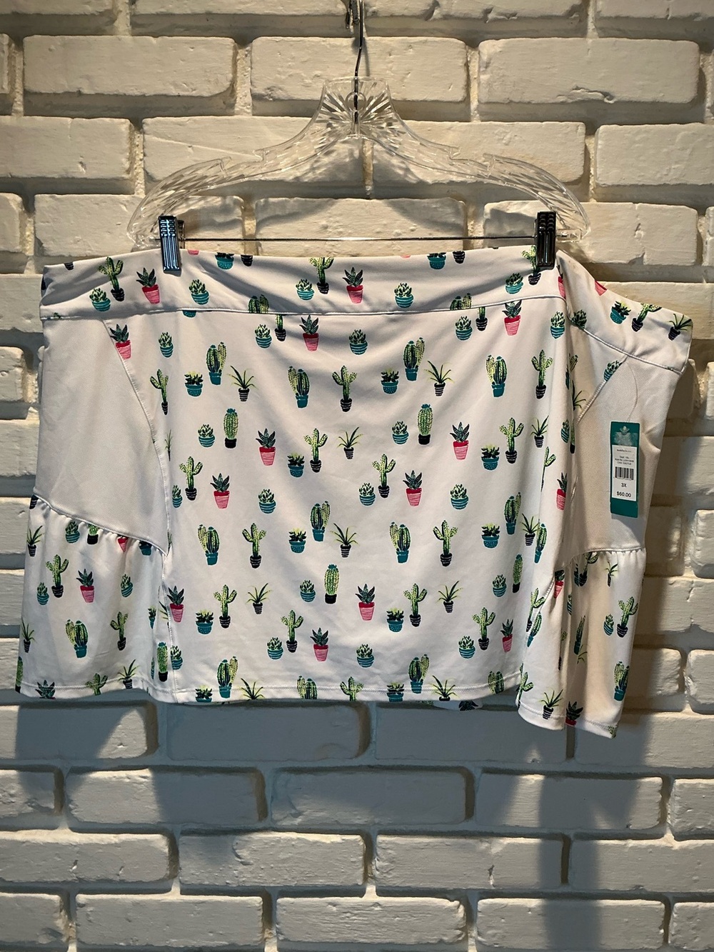 Women's White Cactus Print Skort 3X NWT